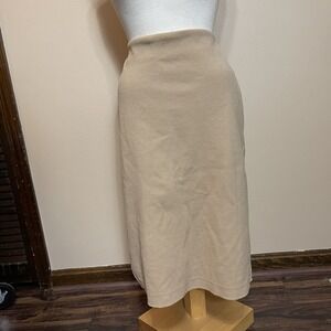 Les Chemins Blancs Skirt 42 Brown Herringbone France Zip Lined Career